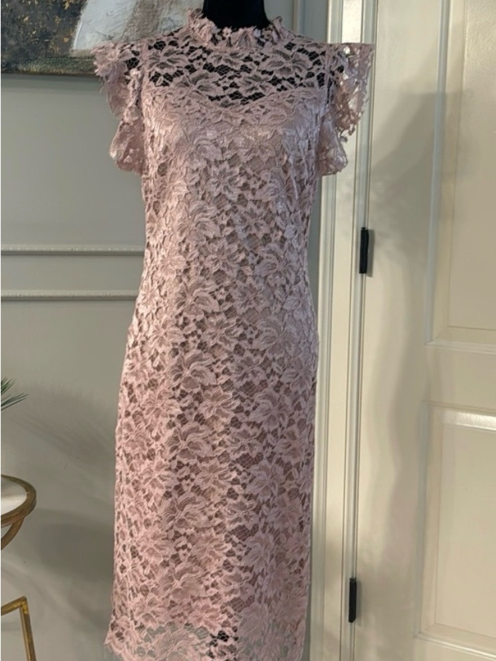 Enfocus Studio Mauve Lace Midi Sheath Dress